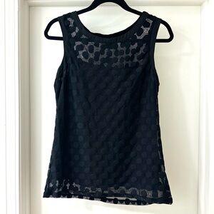 The Limited Black Sheer Polka Dot Sleeveless Top, Size M